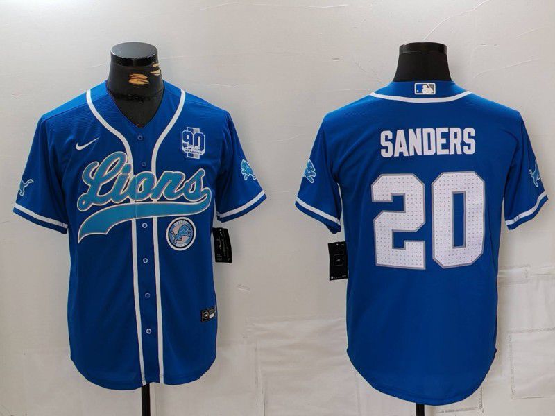 Men Detroit Lions #20 Sanders Blue Second generation joint name 2024 Nike Limited NFL Jersey style 8155->detroit lions->NFL Jersey